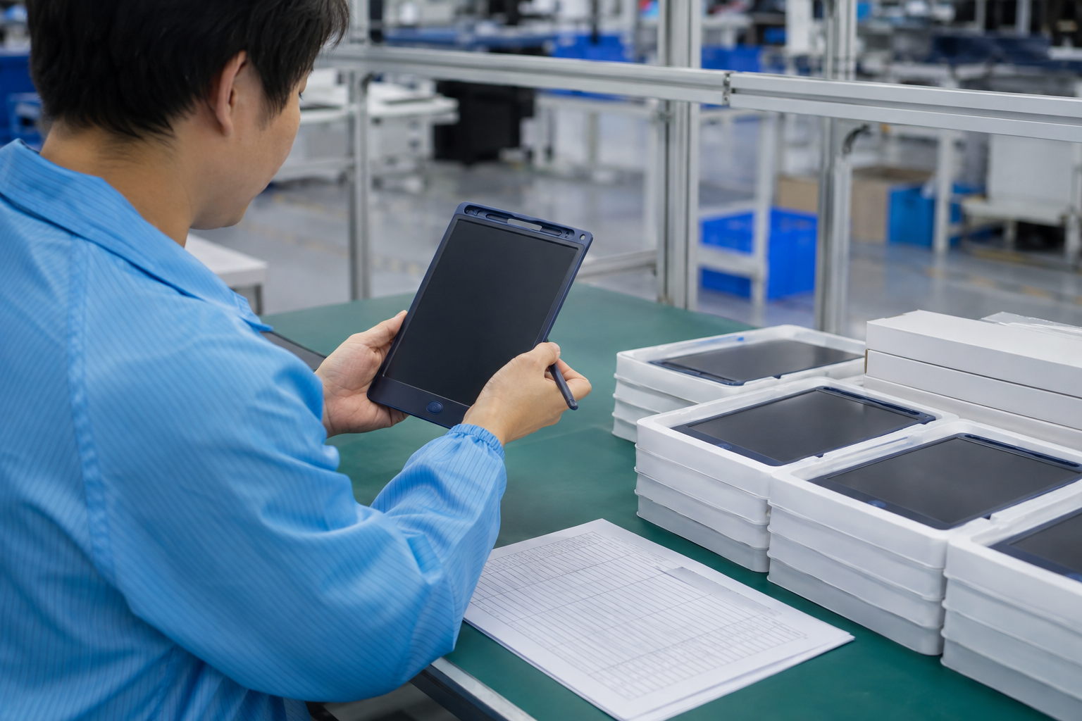教育电子产品出货前检验与包装准备现场